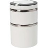 Kitchen Details 2 Tier Round Stainless Steel White Twist Open Lunch Box Container Thermos, Good for Soup and Hot Food