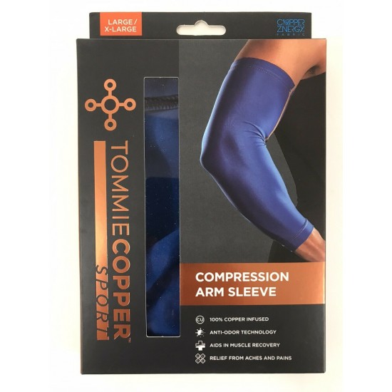 Tommie Copper Sport Compression Arm Sleeve, Blue, Small/medium
